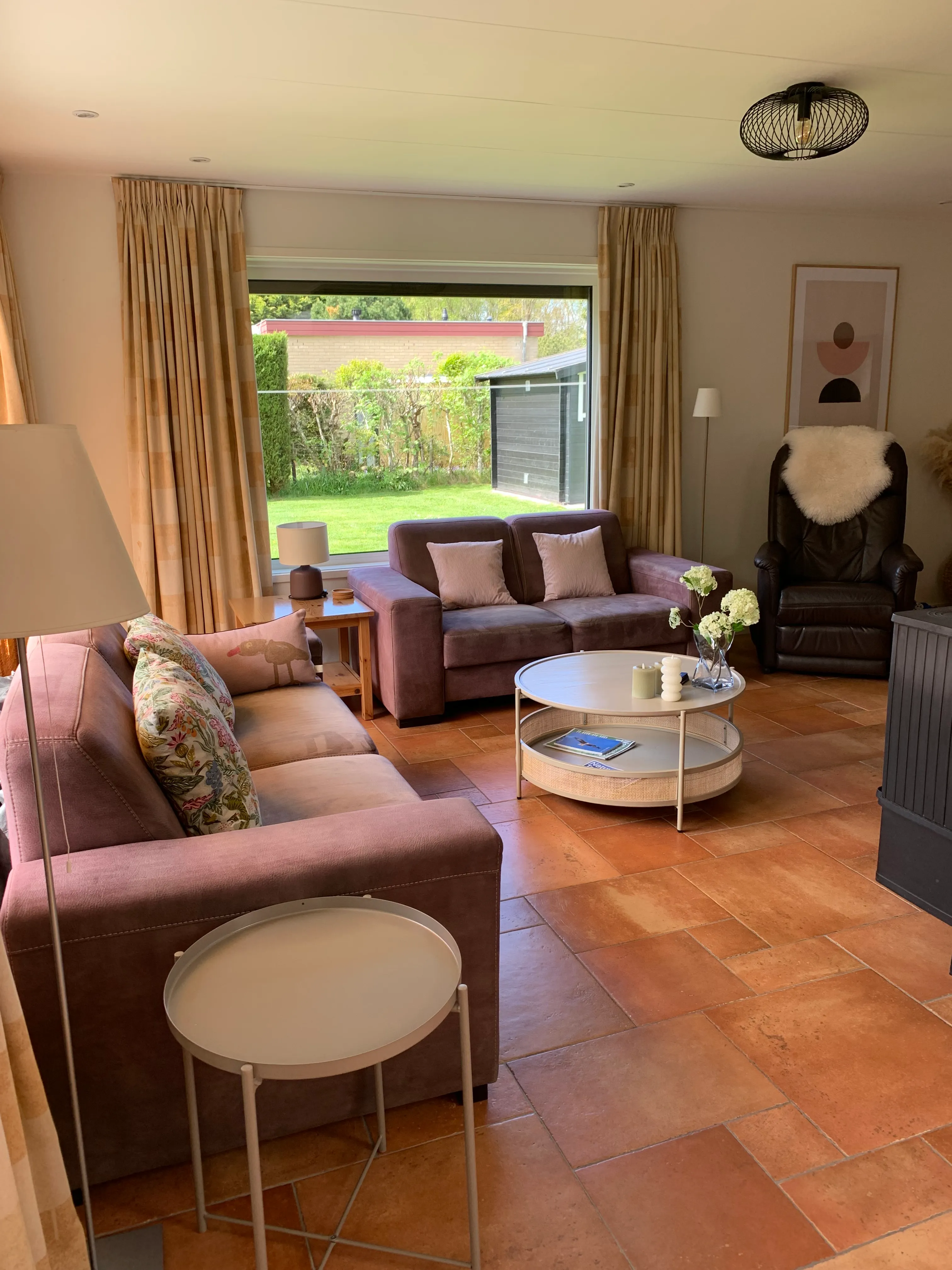 Woonkamer van vakantiehuis Hesselte